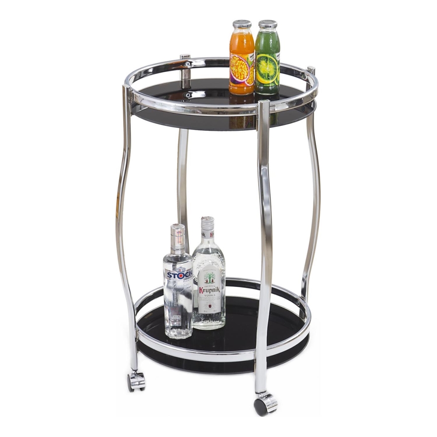 Mobilt barbord BAR 71x42 cm skinande krom/svart