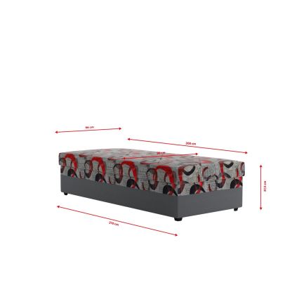 Möblerad dagbädd med förvaringsutrymme ESTEL 90x200 cm grå
