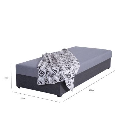 Möblerad dagbädd med förvaringsutrymme JACOB XL lastkapacitet 130 kg 90x200 cm grå