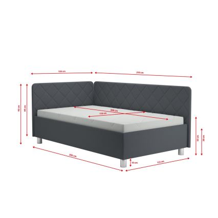 Möblerad dagbädd med förvaringsutrymme och madrass EMILE 110x200 cm grå
