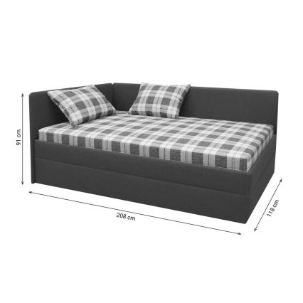 Möblerad dagbädd med universell vänster/höger sänggavel ARLY 110x200 cm antracit/vit
