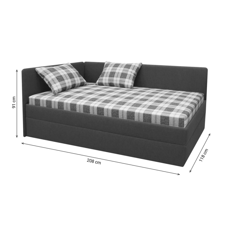 Möblerad dagbädd med universell vänster/höger sänggavel ARLY 110x200 cm antracit/vit
