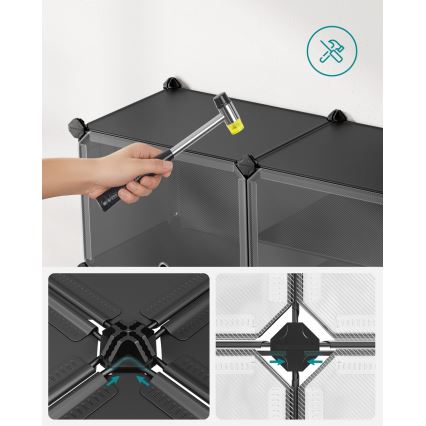Modulärt hyllsystem med fack BOXIFY, svart