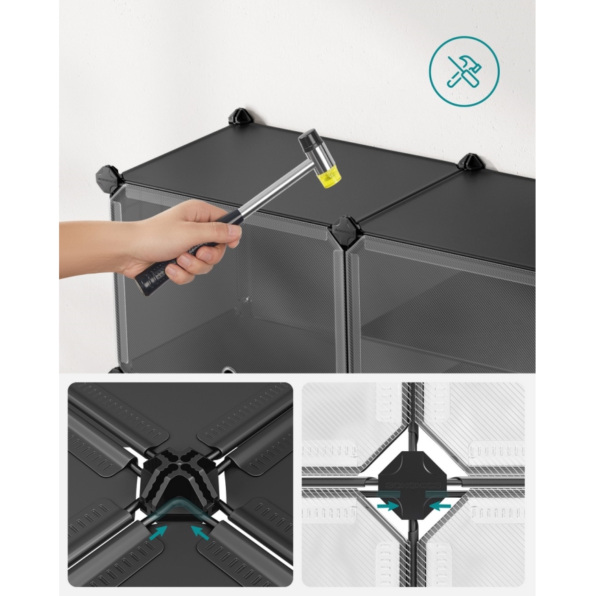 Modulärt hyllsystem med fack BOXIFY, svart