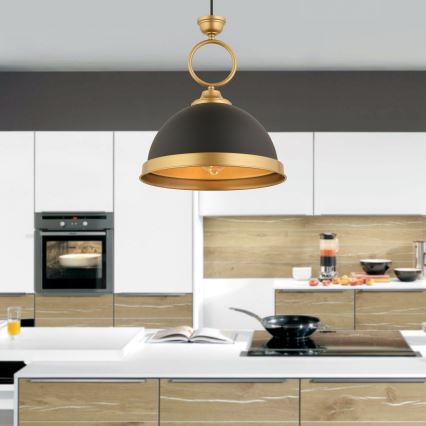 MONZA hänglampa 1xE27/40W/230V diameter 30 cm svart/brons