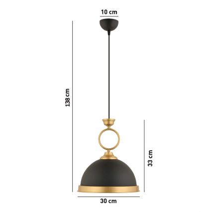 MONZA hänglampa 1xE27/40W/230V diameter 30 cm svart/brons