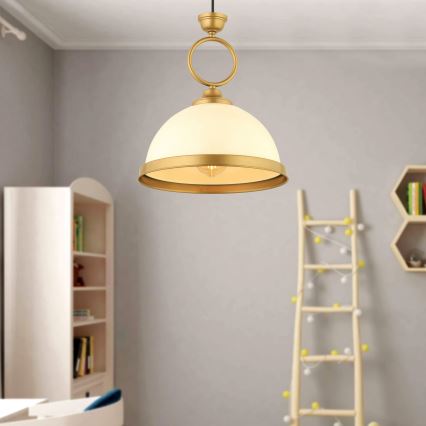 MONZA taklampa 1xE27/40W/230V Ø 26 cm krämfärgad/bronze