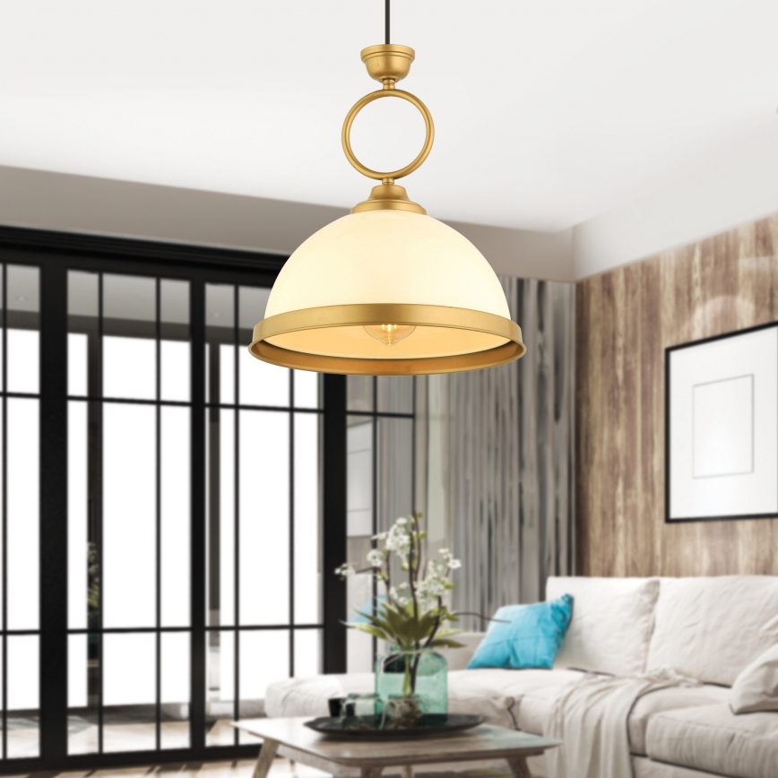 MONZA taklampa 1xE27/40W/230V Ø 26 cm krämfärgad/bronze