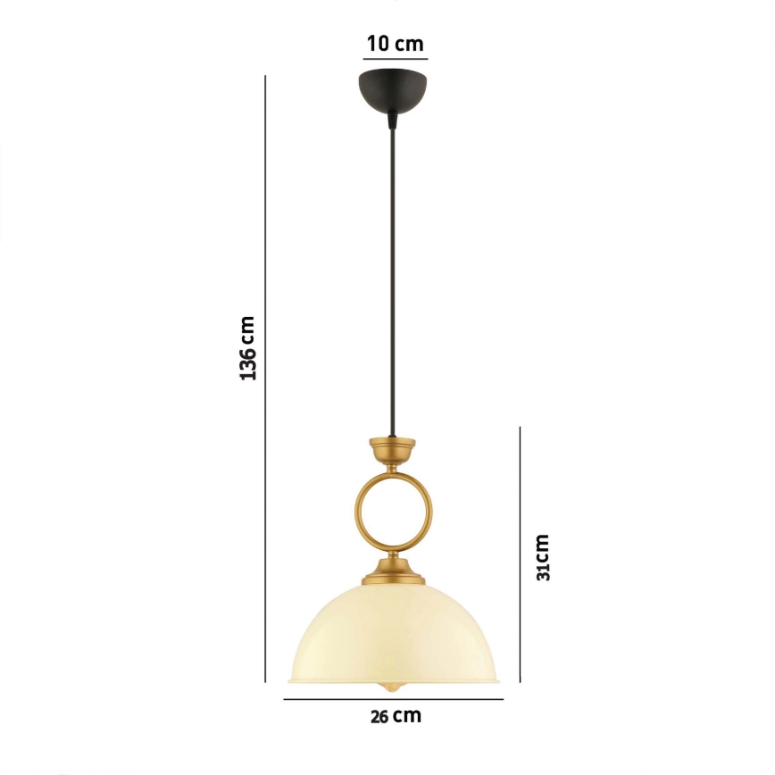 MONZA taklampa 1xE27/40W/230V Ø 26 cm krämfärgad/bronze