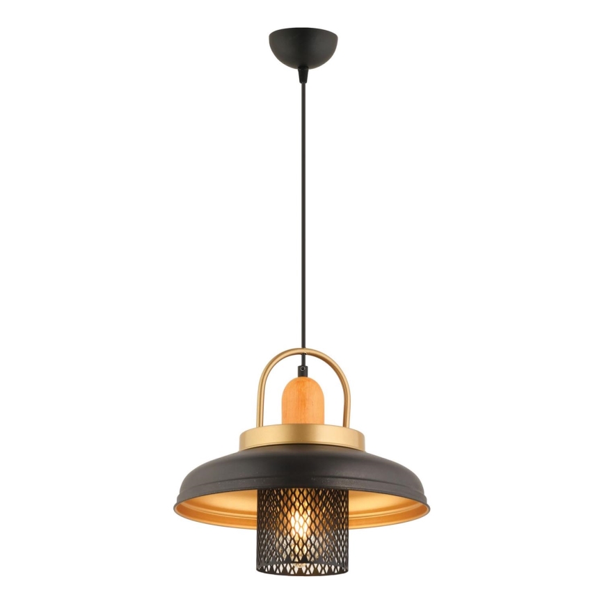 MONZA taklampa 1xE27/40W/230V Ø 32 cm svart/guld