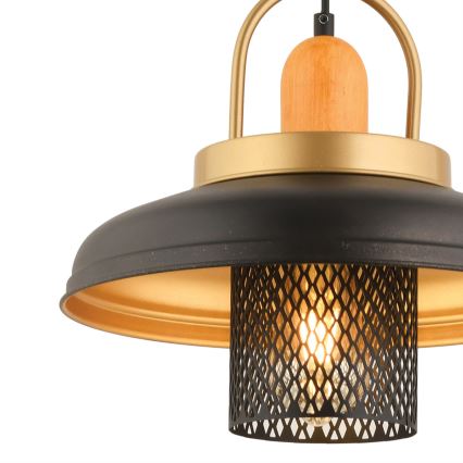 MONZA taklampa 1xE27/40W/230V Ø 32 cm svart/guld