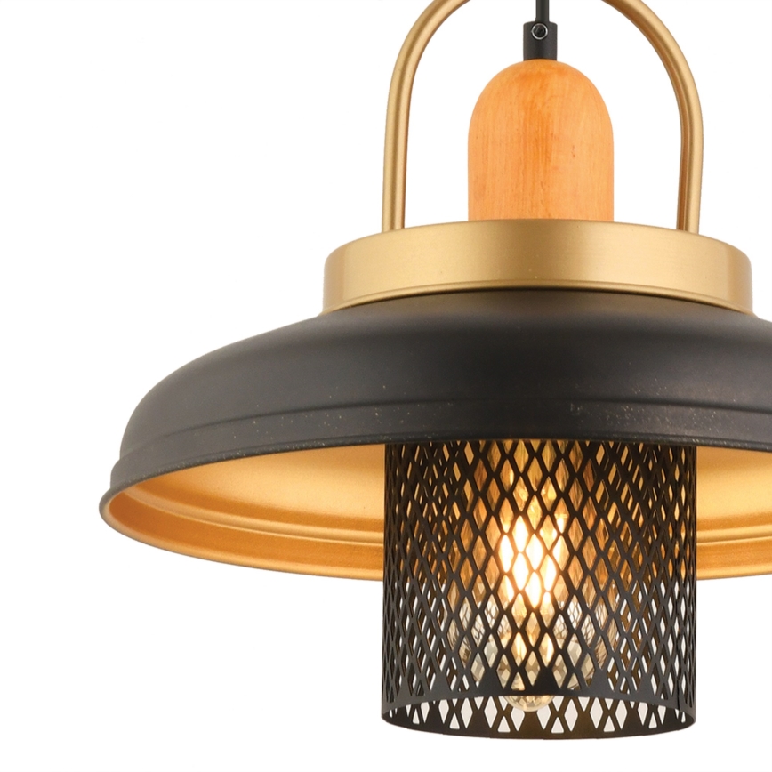 MONZA taklampa 1xE27/40W/230V Ø 32 cm svart/guld