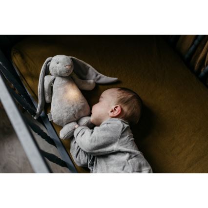 Moonie - Goskompis med melodi och ljus kanin 2.0 organic grå