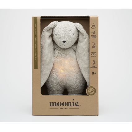Moonie - Goskompis med melodi och ljus kanin 2.0 organic grå