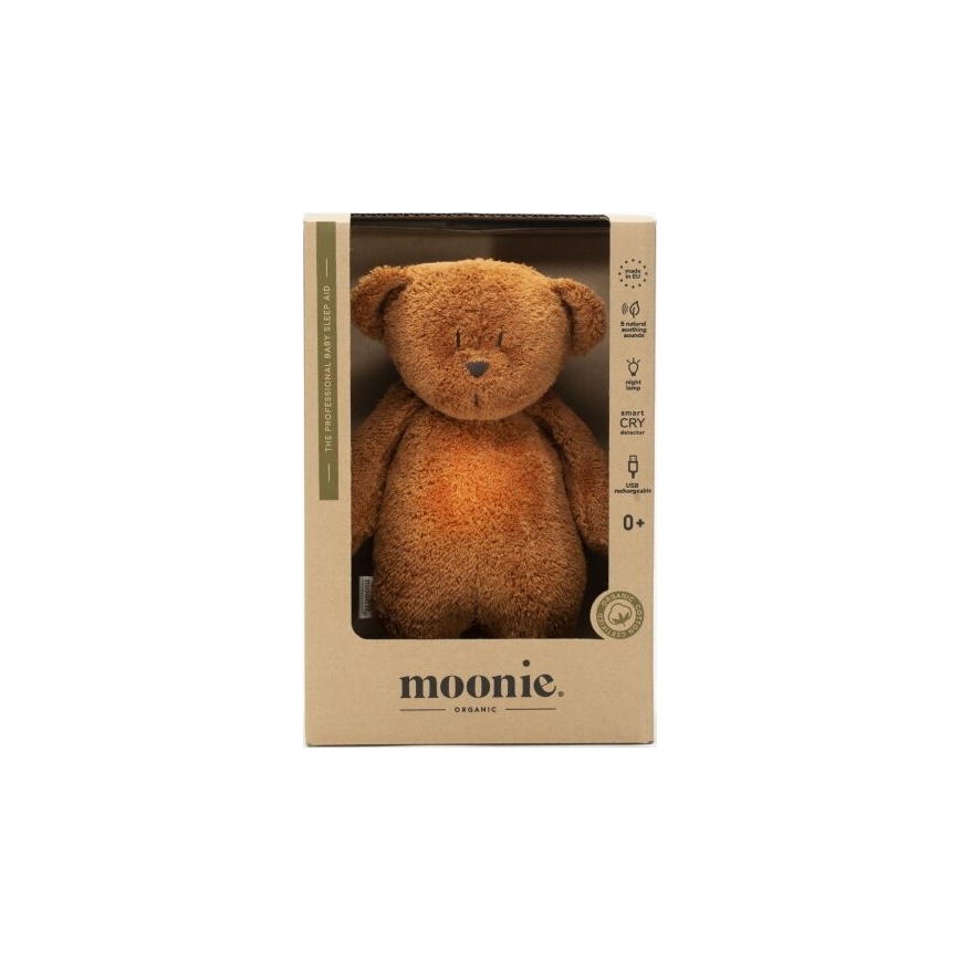 Moonie - Goskompis med melodi och ljus liten björn 2.0 organic caramel