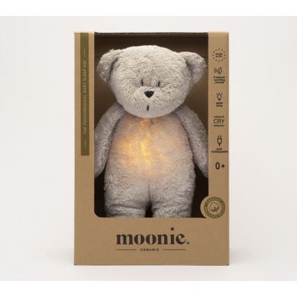 Moonie - Goskompis med melodi och ljus liten björn 2.0 organic grå