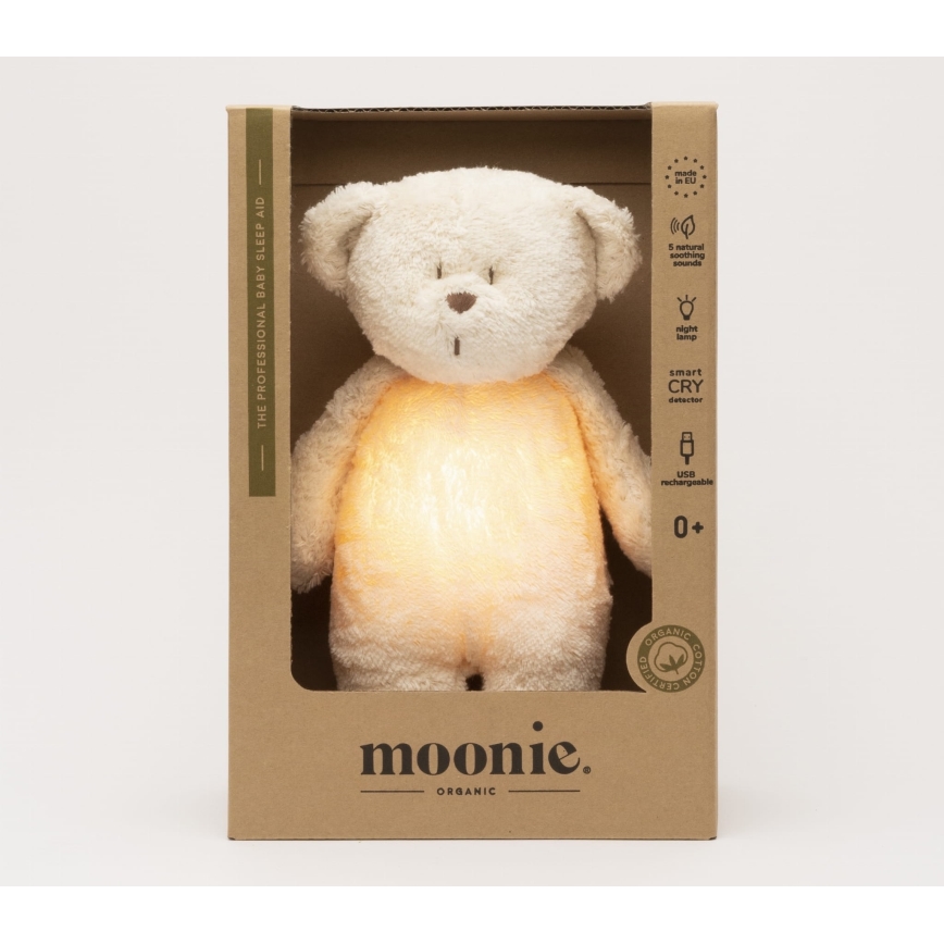 Moonie - Goskompis med melodi och ljus liten björn 2.0 organic polar