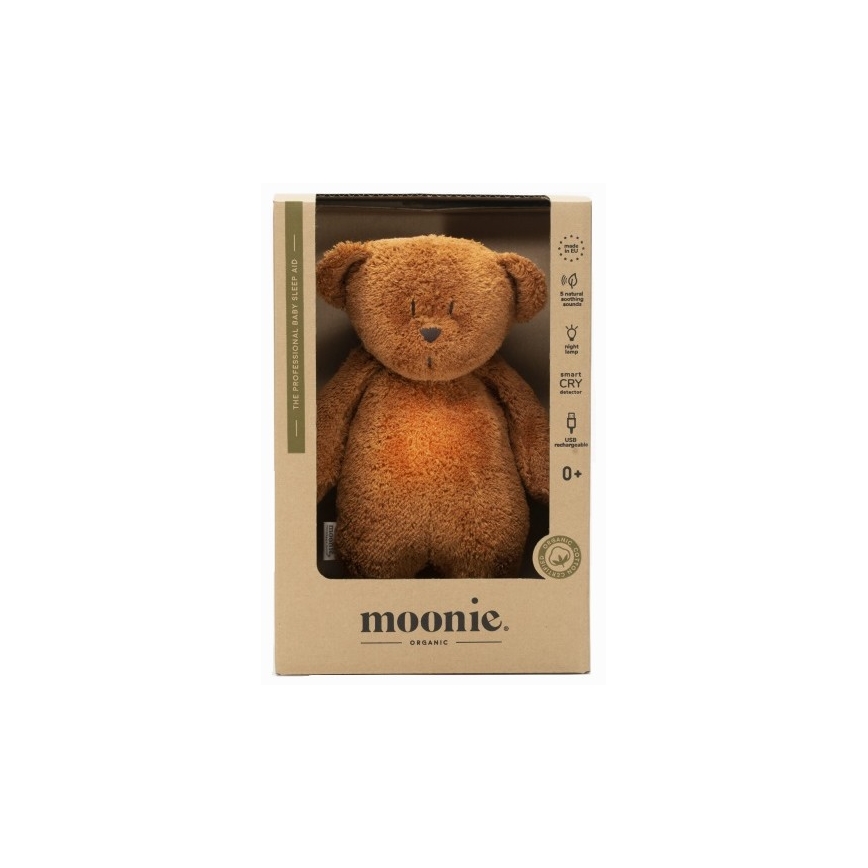 Moonie - Goskompis med melodi och ljus liten björn organic caramel natur