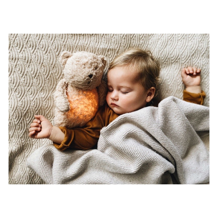 Moonie - Goskompis med melodi och ljus liten björn organic ros natur