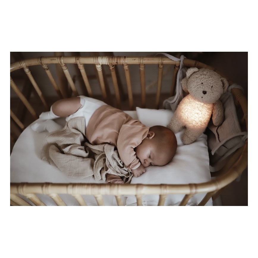 Moonie - Goskompis med melodi och ljus liten björn organic ros natur