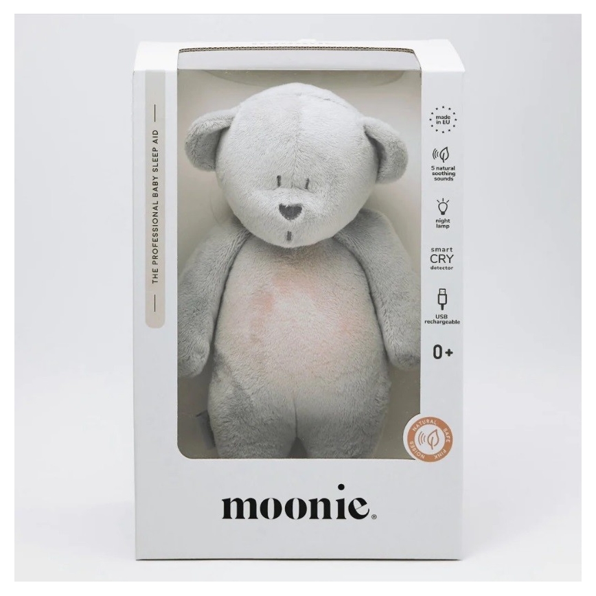 Moonie - Sovdjur med melodi och ljus, nalle silver
