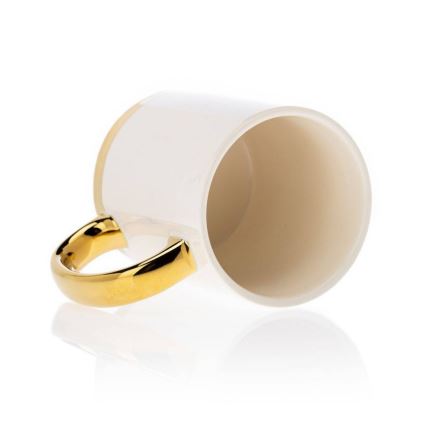 Mugg med sked LANA krämvit/guld