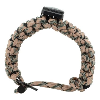 Multifunktionellt armband med kompass och flint och stålbeige