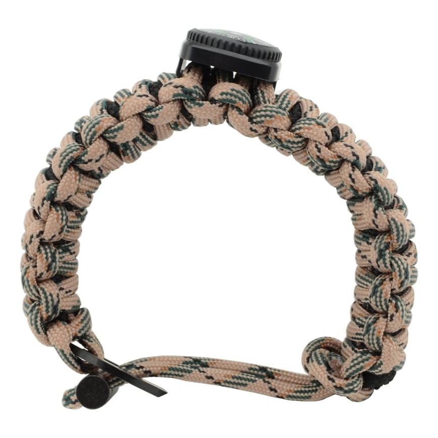 Multifunktionellt armband med kompass och flint och stålbeige