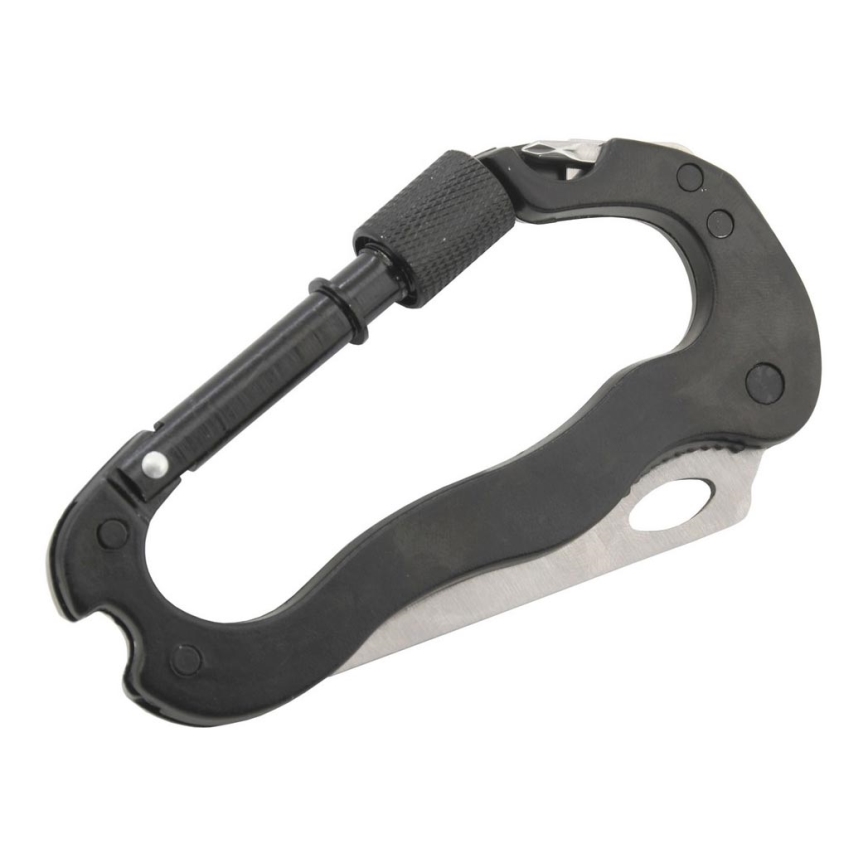 Multifunktionskabinhake i aluminium med säkerhetsspärr svart