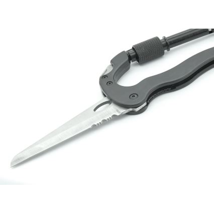 Multifunktionskabinhake i aluminium med säkerhetsspärr svart