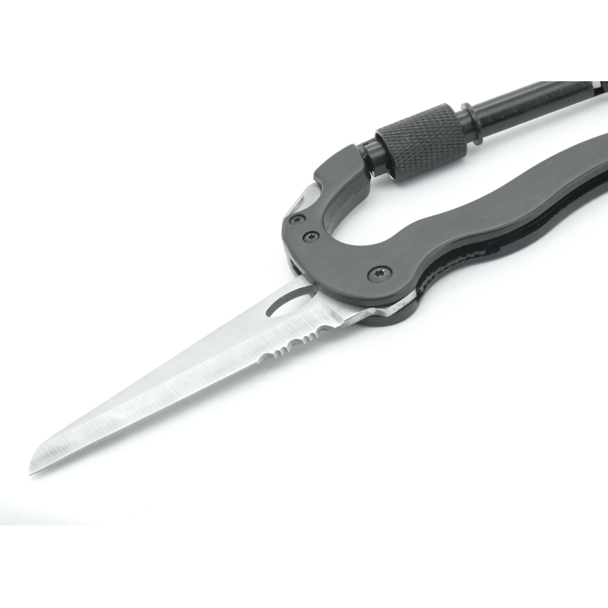 Multifunktionskabinhake i aluminium med säkerhetsspärr svart