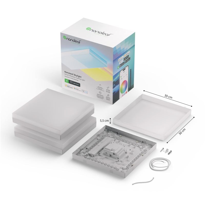 Nanoleaf - KIT 3x RGBW Dimbar taklampa SKYLIGHT 1xLED/18W/230V + 2xLED/16W/230V 2700-6500K Wi-Fi