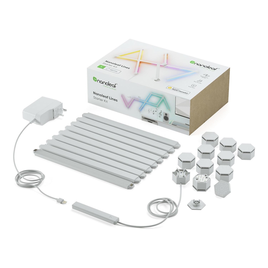Nanoleaf - KIT 9x LED RGBW Ljusreglerad skena LINES LED/2W/230V 1200-6000K Wi-Fi