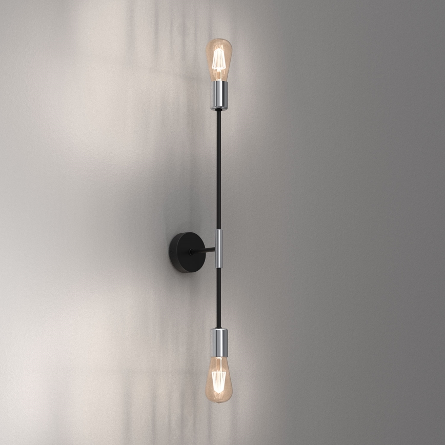 Nástěnná belysning FLAME 2xE27/60W/230V svart/skinande krom