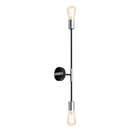 Nástěnná belysning FLAME 2xE27/60W/230V svart/skinande krom