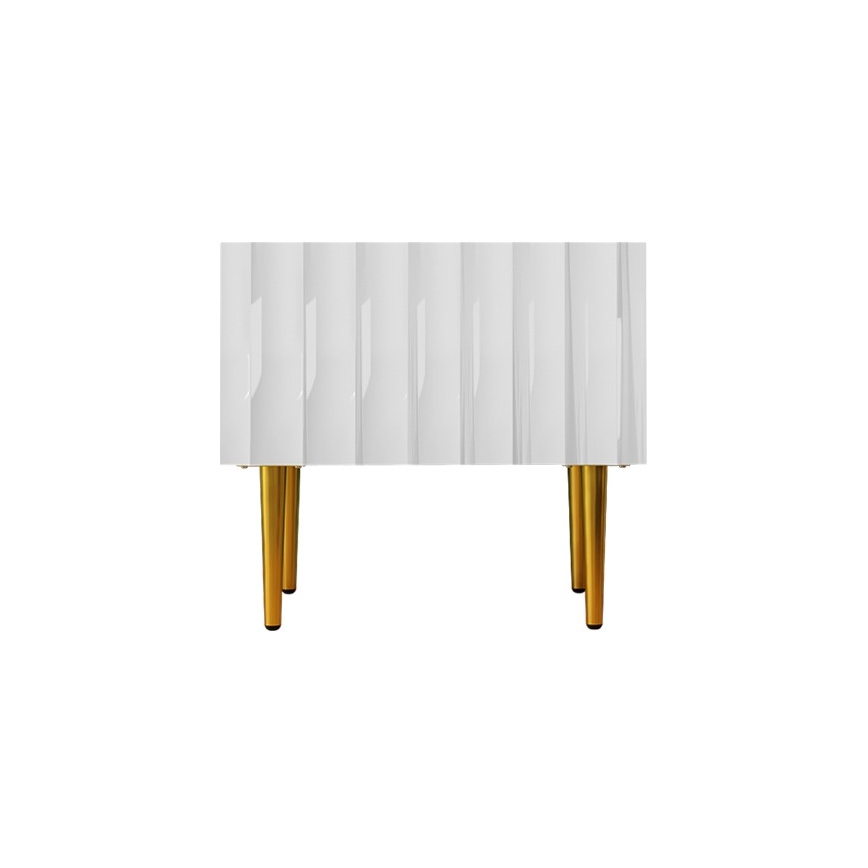 Nattduksbord ARCOS 46x50 cm vit/guld