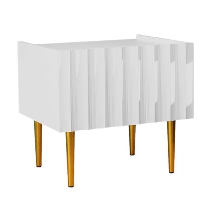 Nattduksbord ARCOS 46x50 cm vit/guld