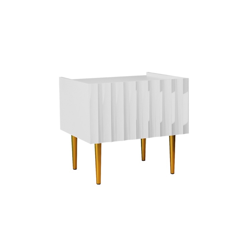 Nattduksbord ARCOS 46x50 cm vit/guld