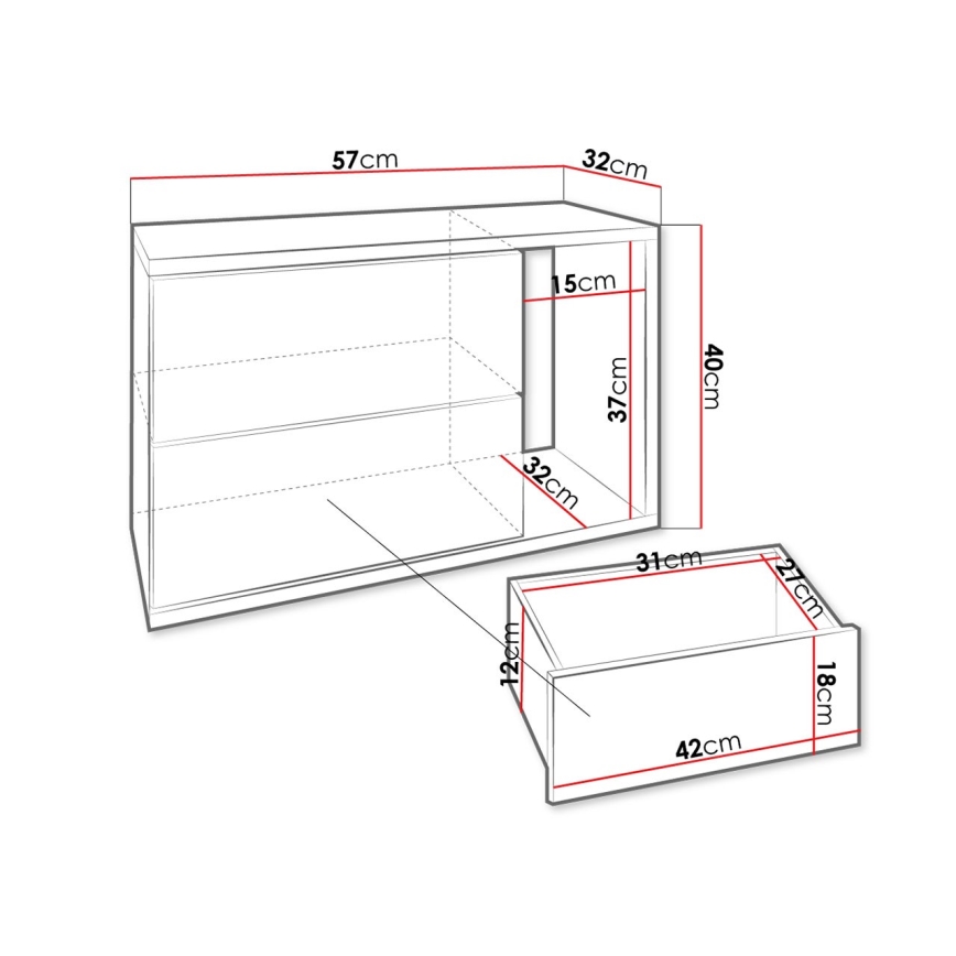 Nattduksbord BECE 40x57 cm antracit