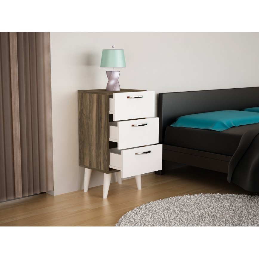 Nattduksbord BELLINI 80x40 cm brun/vit