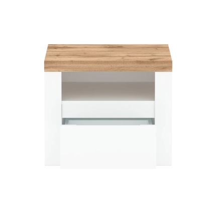Nattduksbord DAMINO 50,5x60 cm vit/wotan ek