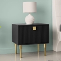 Nattduksbord DORSET 50x50 cm svart/guld