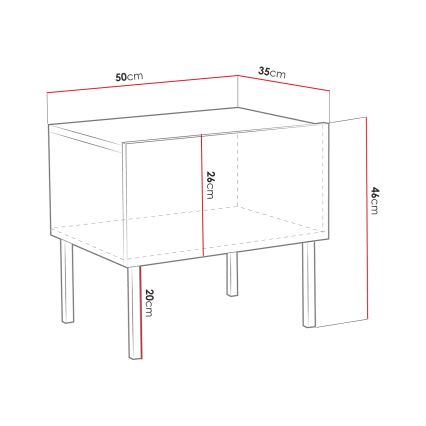 Nattduksbord EXITO 46x50 cm vit/guld