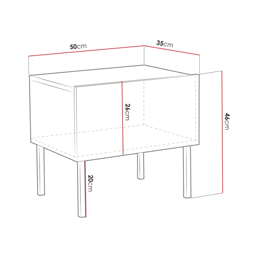 Nattduksbord EXITO 46x50 cm vit/guld