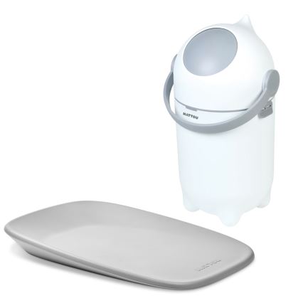 Nattou - Blöjsoptunna och skötmatta SOFTY 50x70 cm vit/grå