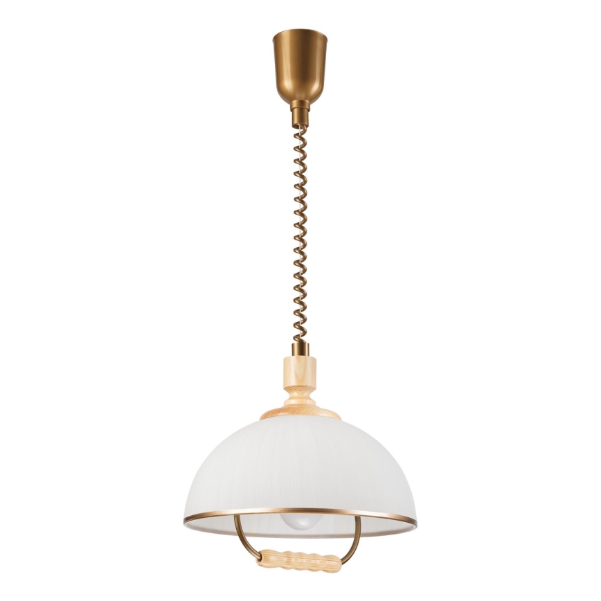 Nedhissbar taklampa RAMONA 1xE27/60W/230V beige/ljusbrun/pine