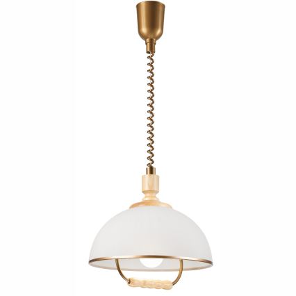 Nedhissbar taklampa RAMONA 1xE27/60W/230V beige/ljusbrun/pine