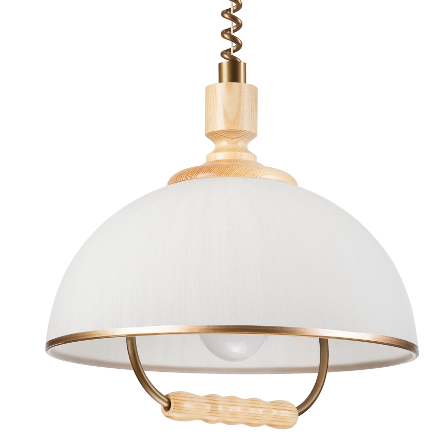 Nedhissbar taklampa RAMONA 1xE27/60W/230V beige/ljusbrun/pine