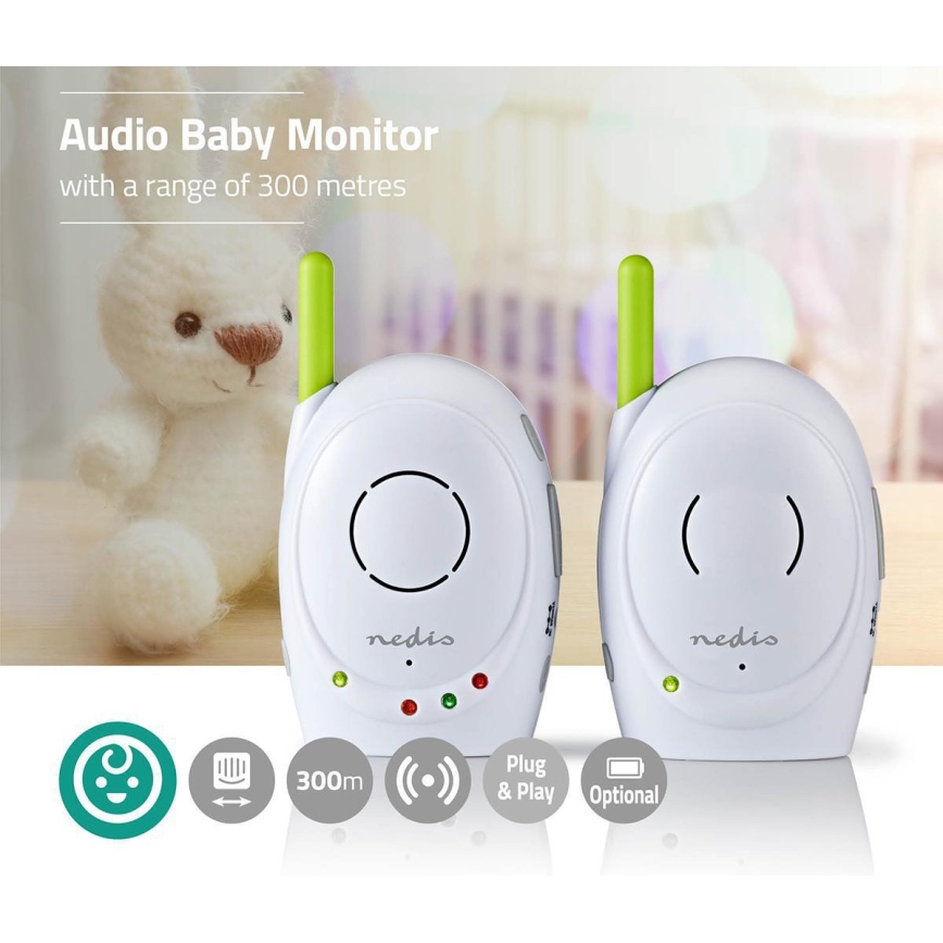 Nedis BAMO110AUWT - Trådlös baby monitor 5W/230V