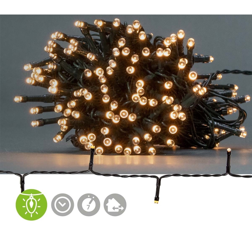 LED julkedja för utomhusbruk 192xLED/7 funktioner/3xAA 14,9m IP44 varm vit